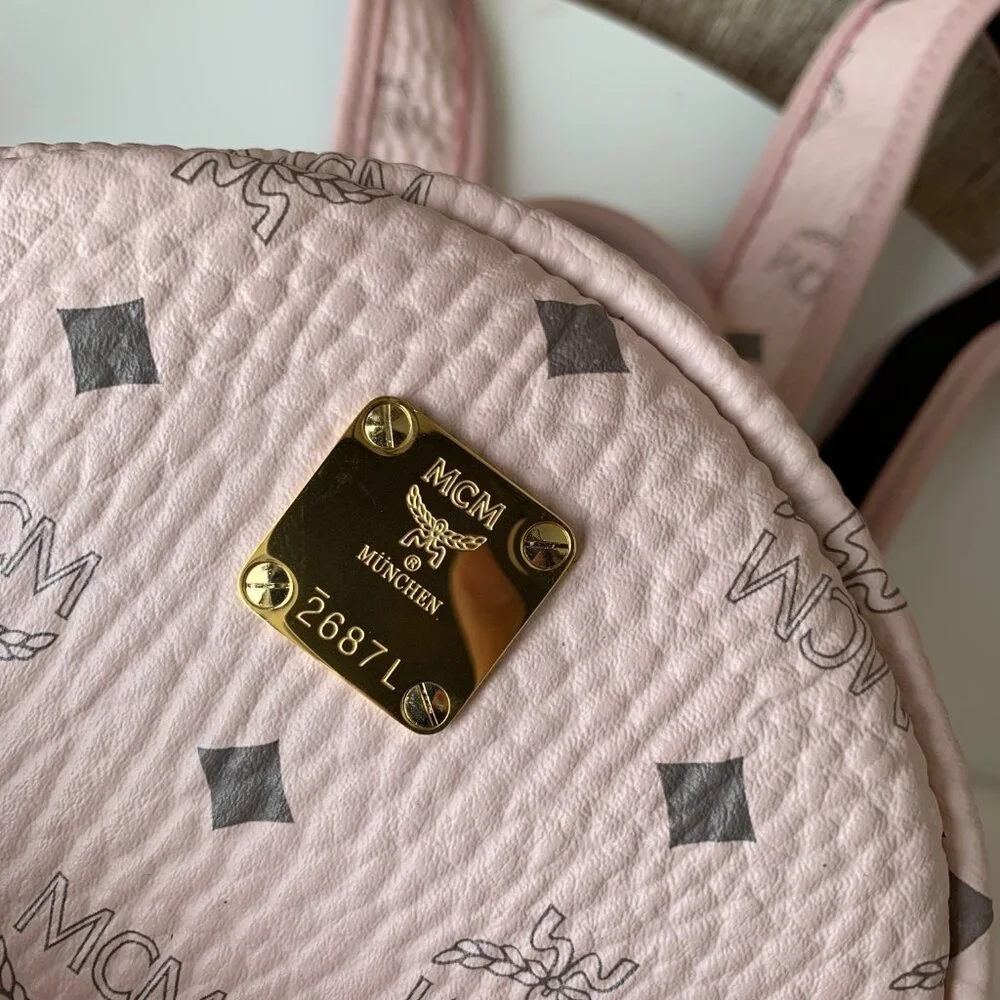 MCM Medium Stark Side Stud Backpack, Pink, - Picture 6 of 9